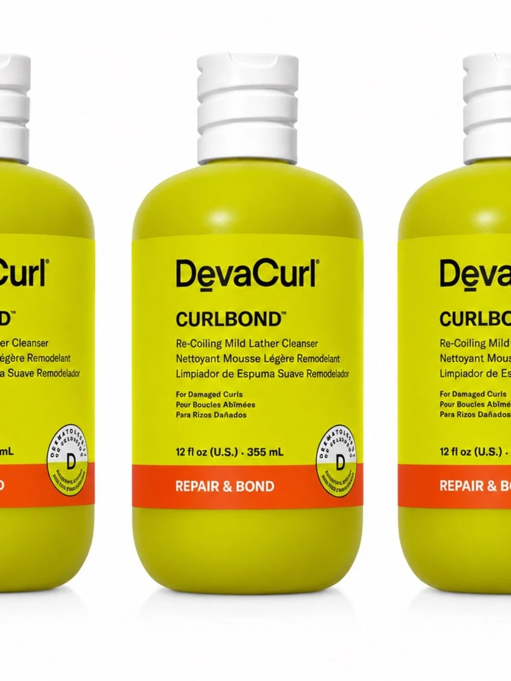 DevaCurl CurlBond Re-Coiling Mild Lather Cleanser 12oz 355ml Lot of 3